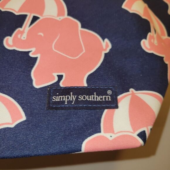 Simply Southern Canvas Tote Bag Blue Pink Elephant Beachy  NWT - Picture 4 of 6